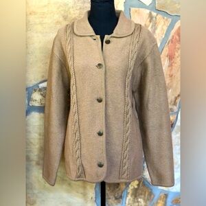 Classic Wool Cardigan WORTHINGTON Sweater Tan (Large)